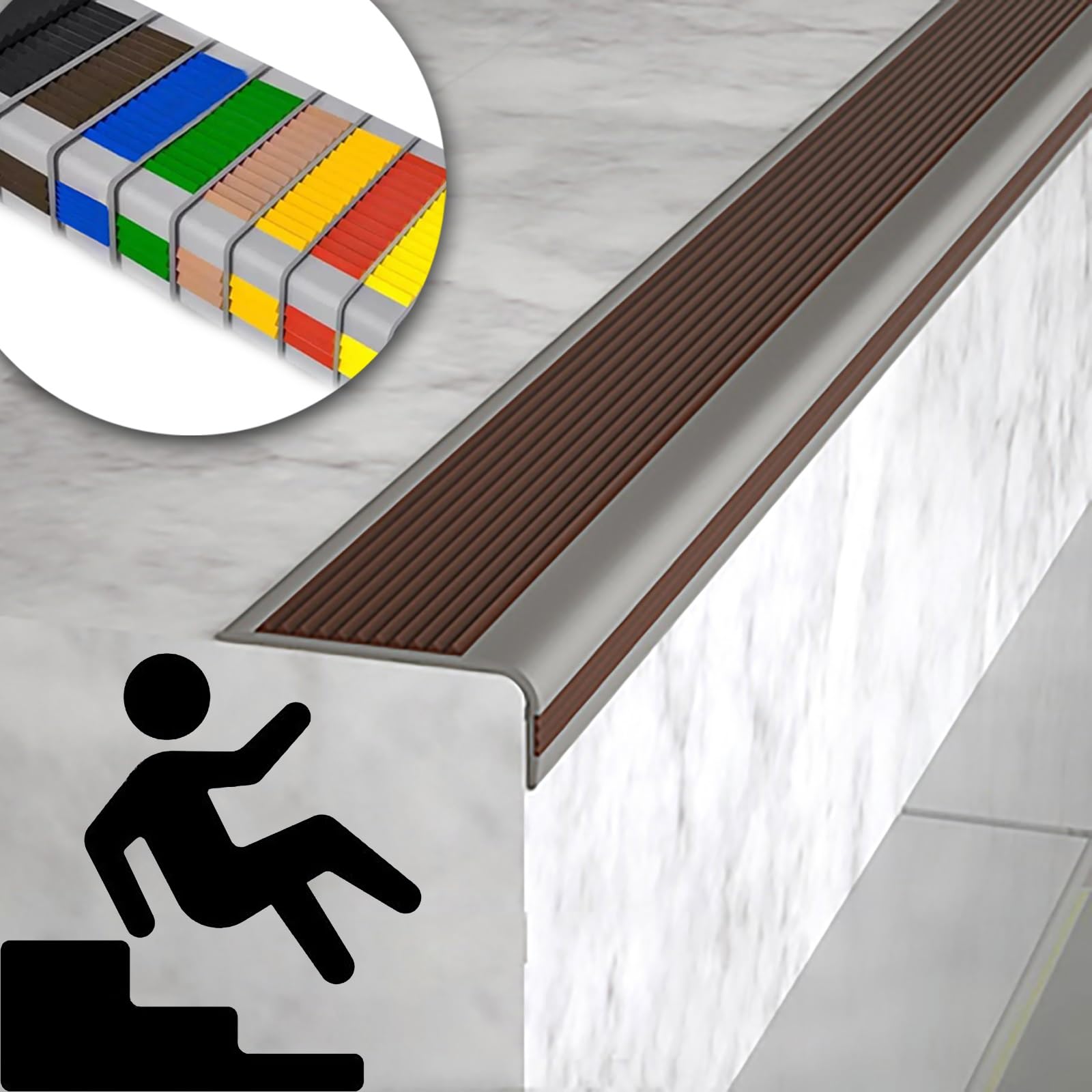 Non-Slip Step Edge Protector,Flexible Rubber Stair Edge Protector,indoor stair nosing Guard Strip,Self-Adhesive Stair Step Transition Strip,Safety Corner Edge Guard Strip,Fire retardant waterproof. (
