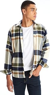 قميص كاروهات بقصة عادية وأكمام طويلة للرجال من ال سي وايكيكي