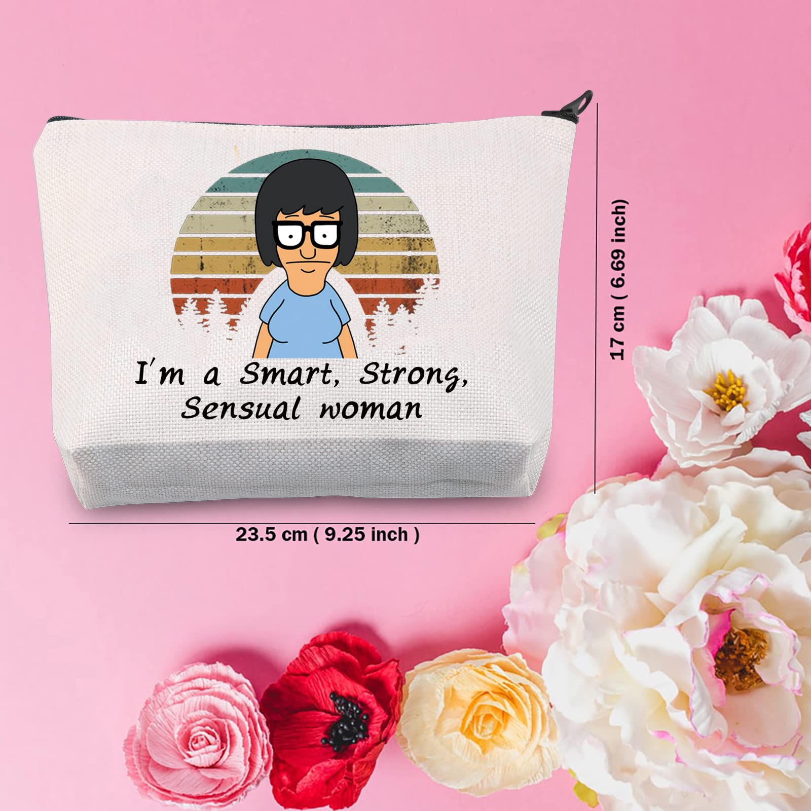 TSOTMO Tina Belcher Zipper Makeup Case Burgers Inspired Gift For Tina Fans Cartoon Gift Burger Gift Cartoon TV Show Merchandise Gifts For Women (I'm a Smart)