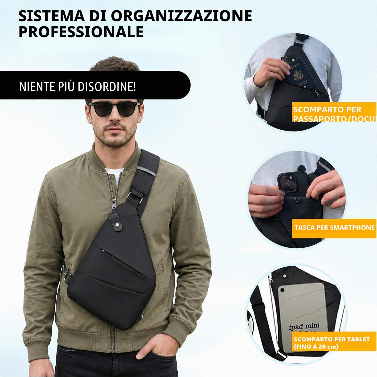 La Compatta - Antifurto Intelligente Borsa, Borsa Antifurto Donna, Borsa Di Sicurezza Da Viaggio Per Donna E Uomo, Borsa Multifunzionale Alla Moda, Per Viaggi E Quotidiano