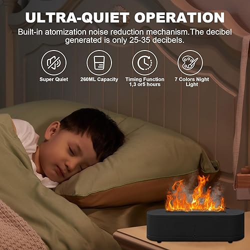 Miniatura 4 de Humidificador de llama de fuego colorido Difusores de aerosol de aceite esencial de aroma de 8.8 fl oz, humidificador ultrasónico de volcán
