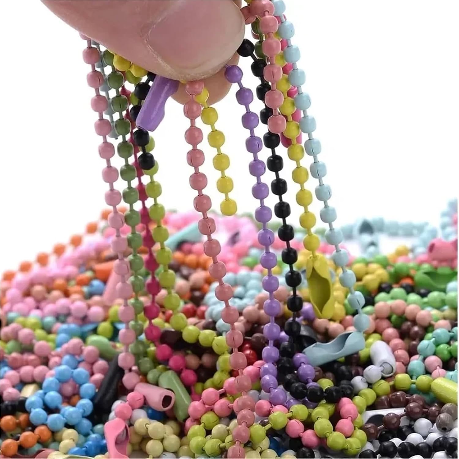 Ball Chain 400pcs Sliver Colorful Ball Bead Chains Fits Key Chain/Dolls/Label Hand Tag Connector for DIY Jewelry Making Accessorise 12CM for Tag Chain Making(Sliver)