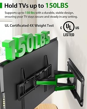 USX MOUNT Full Motion TV Wall Mount for Large TVs 42-97 Inch up to 150 lbs, Wall Mount TV Bracket with Swivel and Tilt, Fits 16,18, 24 Wood Studs, Max VESA 600x400mm Fit 65+ 75+ 85 86 90 TVs XML925