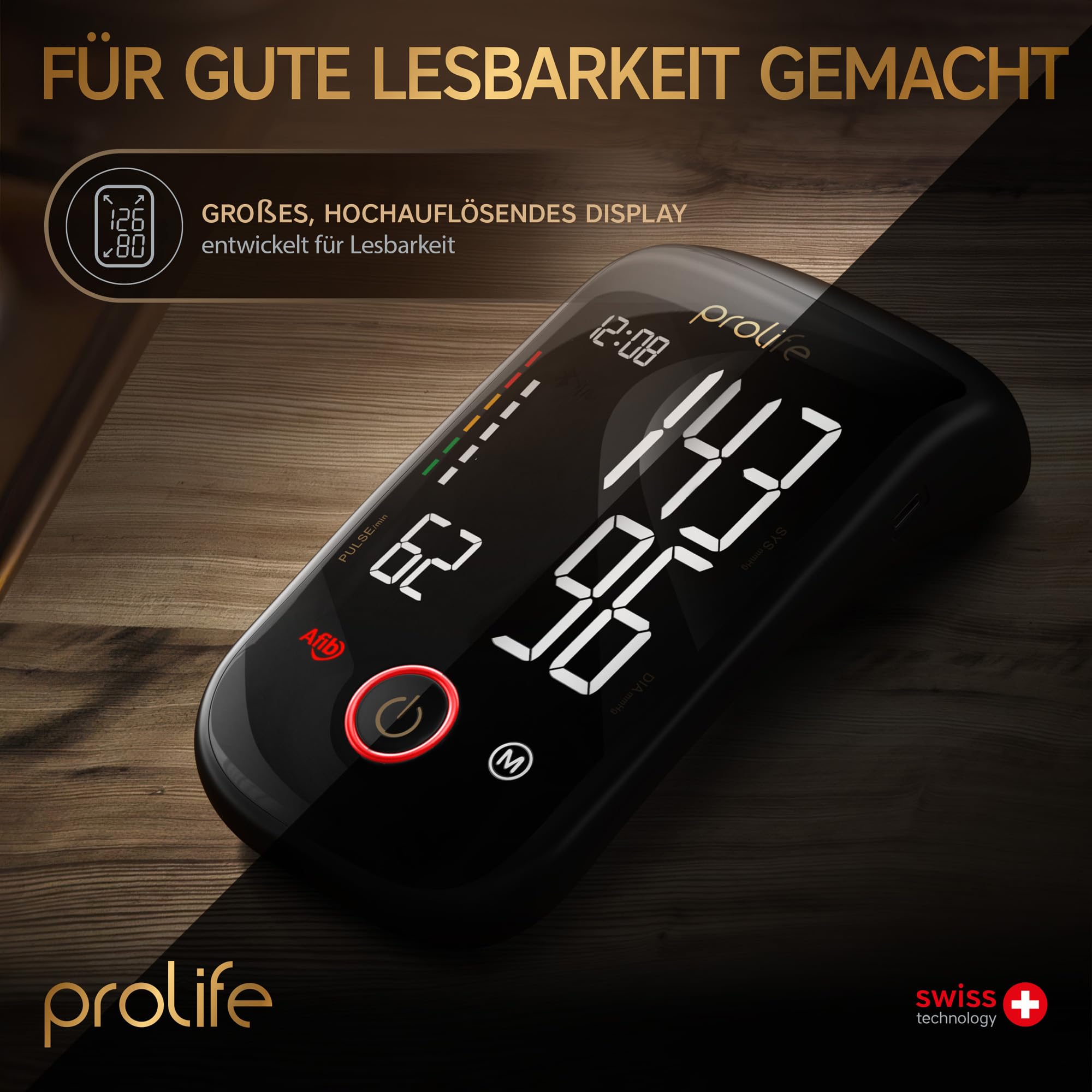 prolife PX7 Premium Blutdruckmessgerät Oberarm mit AFib, Digitales Blutdruckmessgerät mit App, Blutdruckmessgerät Bluetooth, Blutdruckmanschette