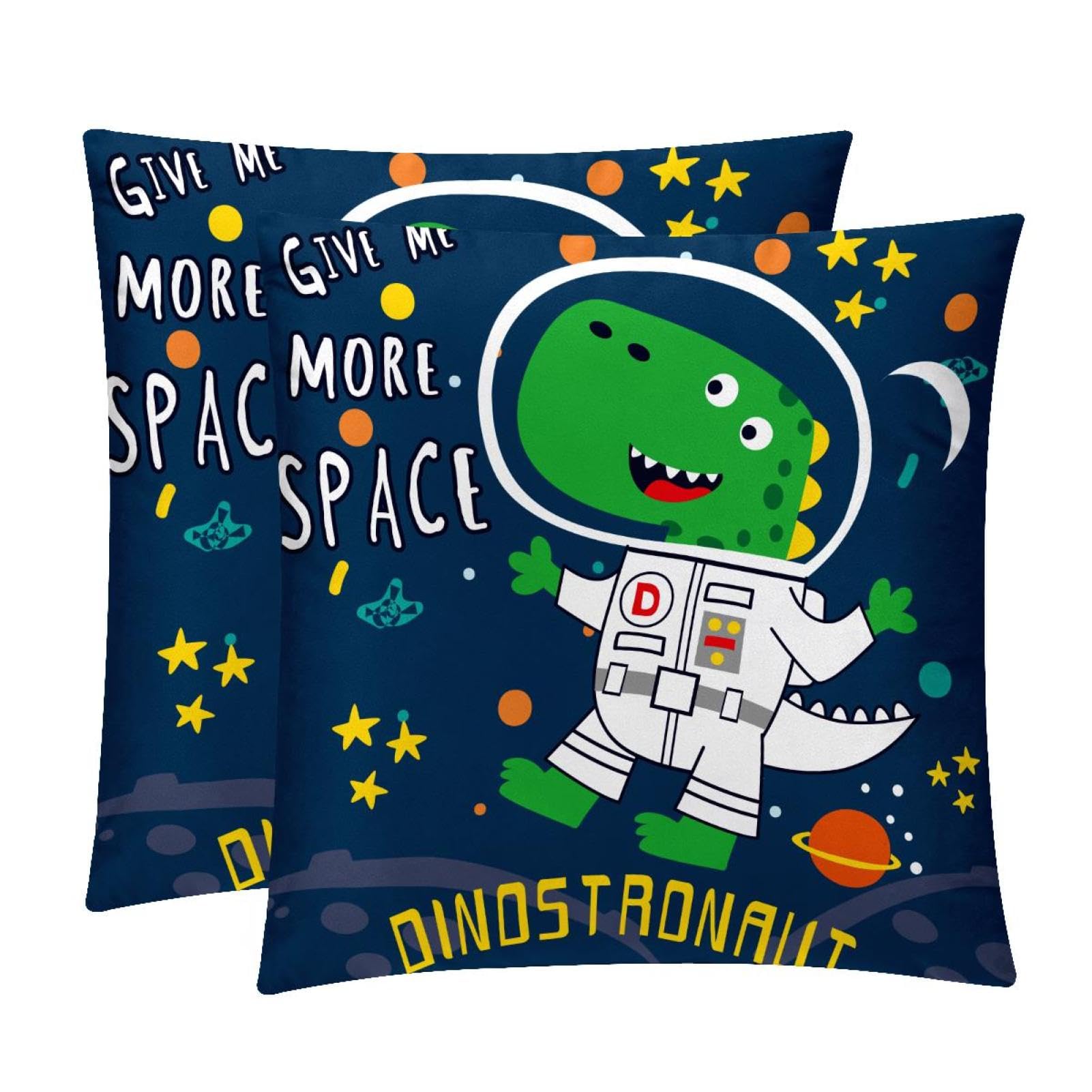 TDGKPZ Space Dinosaur Throw Pillow Covers 2 Pack Cushion Cases Decorative Pillow Cases Home Decor 45x45cm