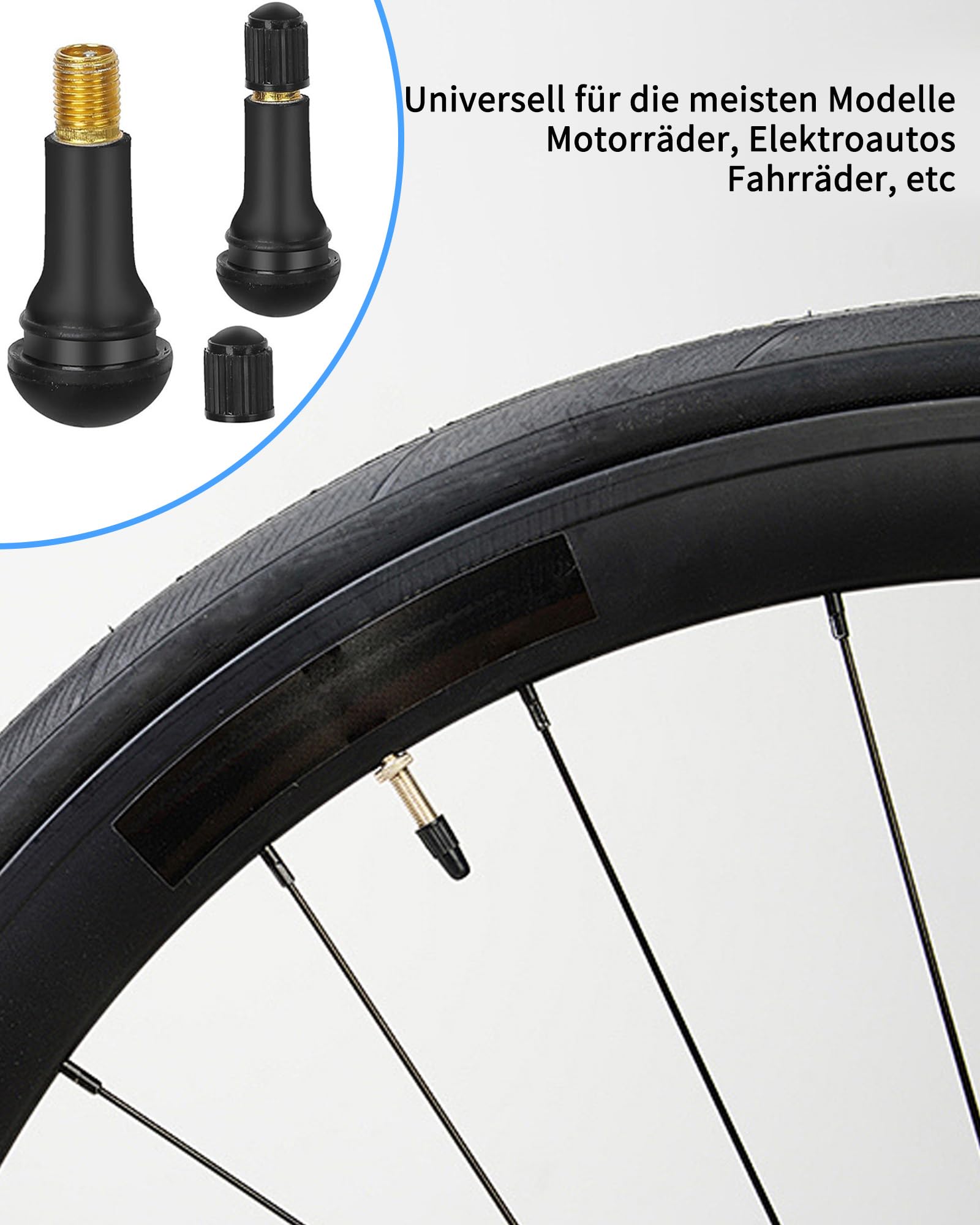 100 pièces TR413 Valve de pneu en caoutchouc : Valve de pneu universelle Snap-in pour la plupart des voitures et motos, 45 mm