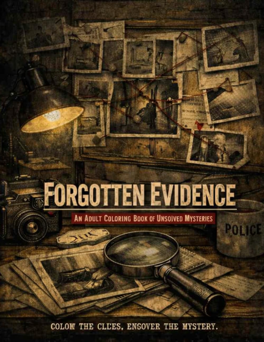 Forgotten Evidence: An Adult Coloring Book of Unsolved Mysteries | True Crime Clues, Investigative Scenes, and Cold Case Puzzles