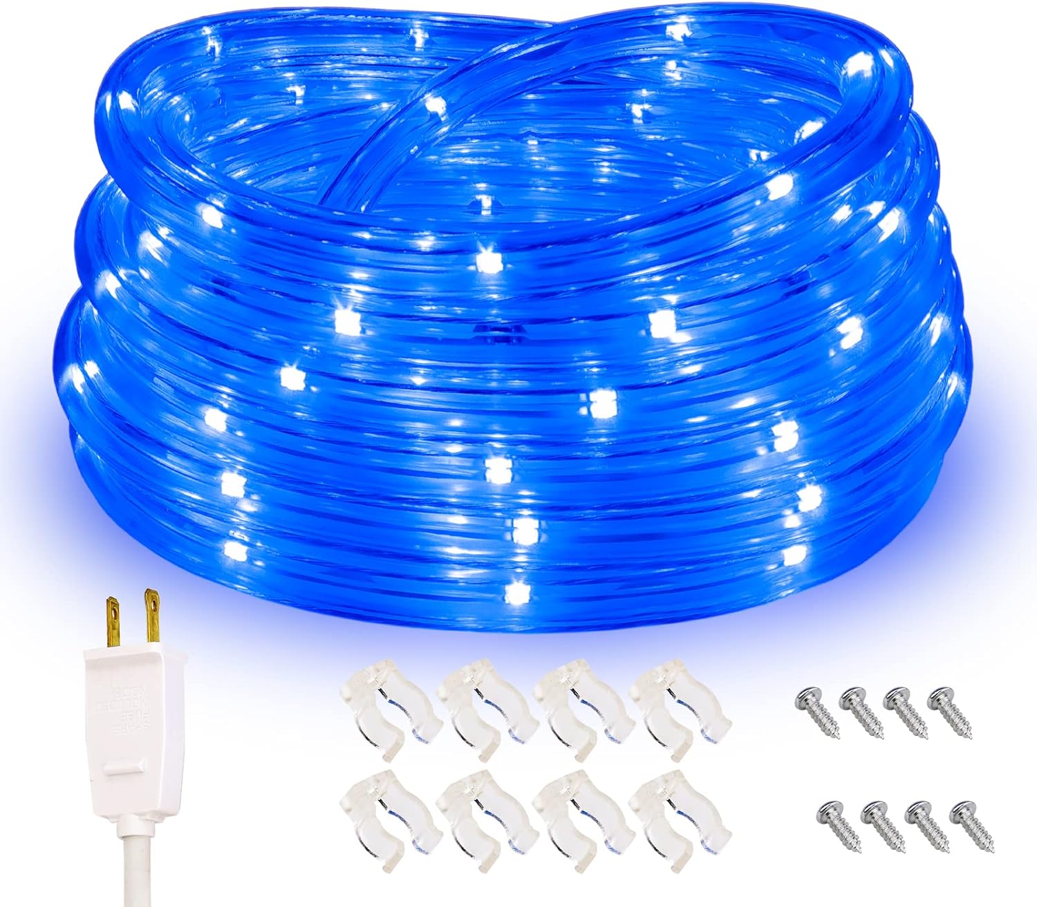 Rope Lights, 16Ft Waterproof Connectable Strip Lighting Blue, Indoor Outdoor Mood Lighting for Home Christmas Holiday Garden Patio Party Decoration