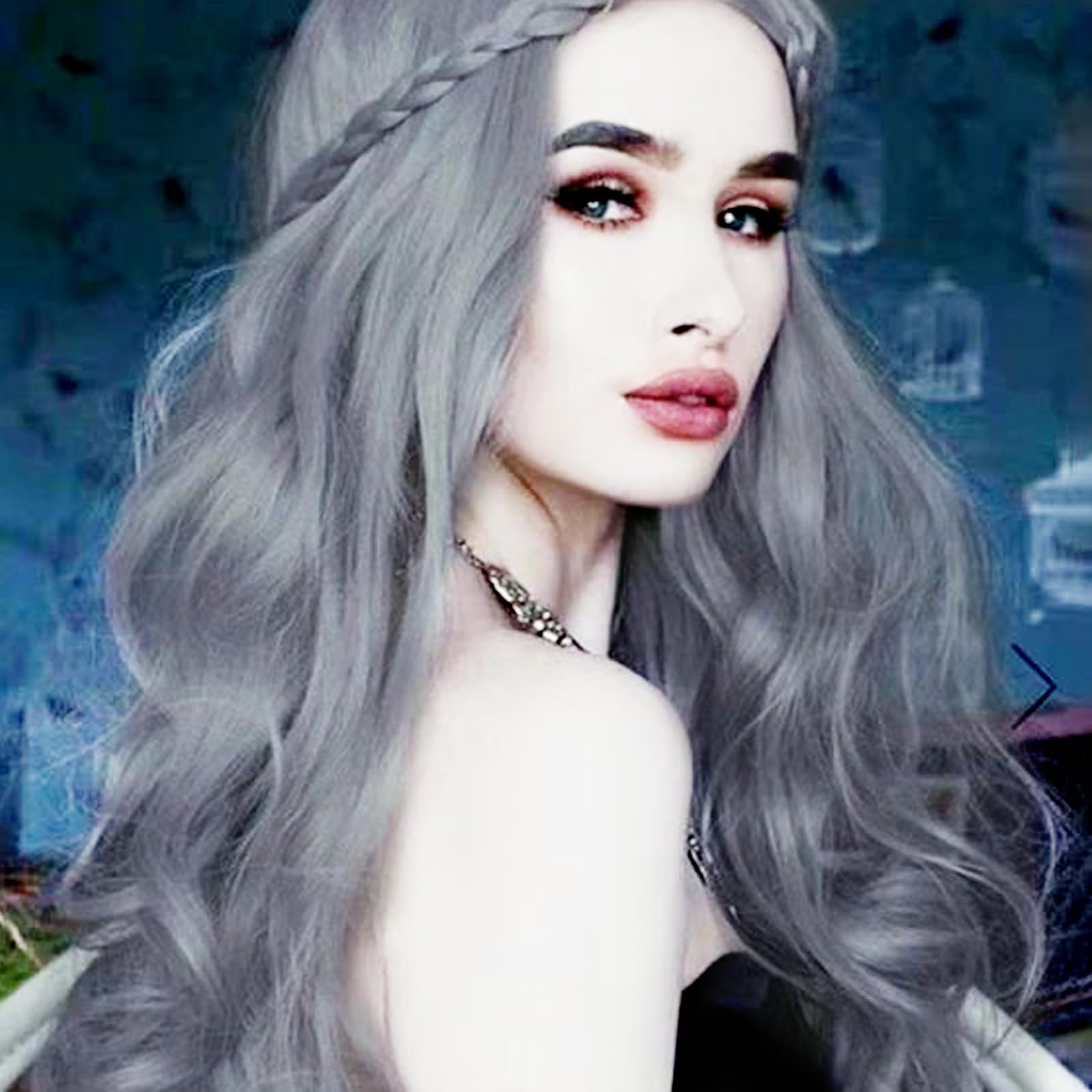 Silver Grey Wigs for Women Long Wavy Synthetic Lace Front Wig Gray Silver Real Hair Wig Handmade Glueless Front Lace Wig Natural Hairline Heat Resistant Hair Drag Cosplay Daily 24 Inches Wigs - Image 2