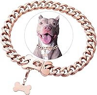 Vista 8 de Collar de acero inoxidable con eslabones de oro cubano resistente para perros pequeños, medianos y grandes, collar de perro de bulldog francés