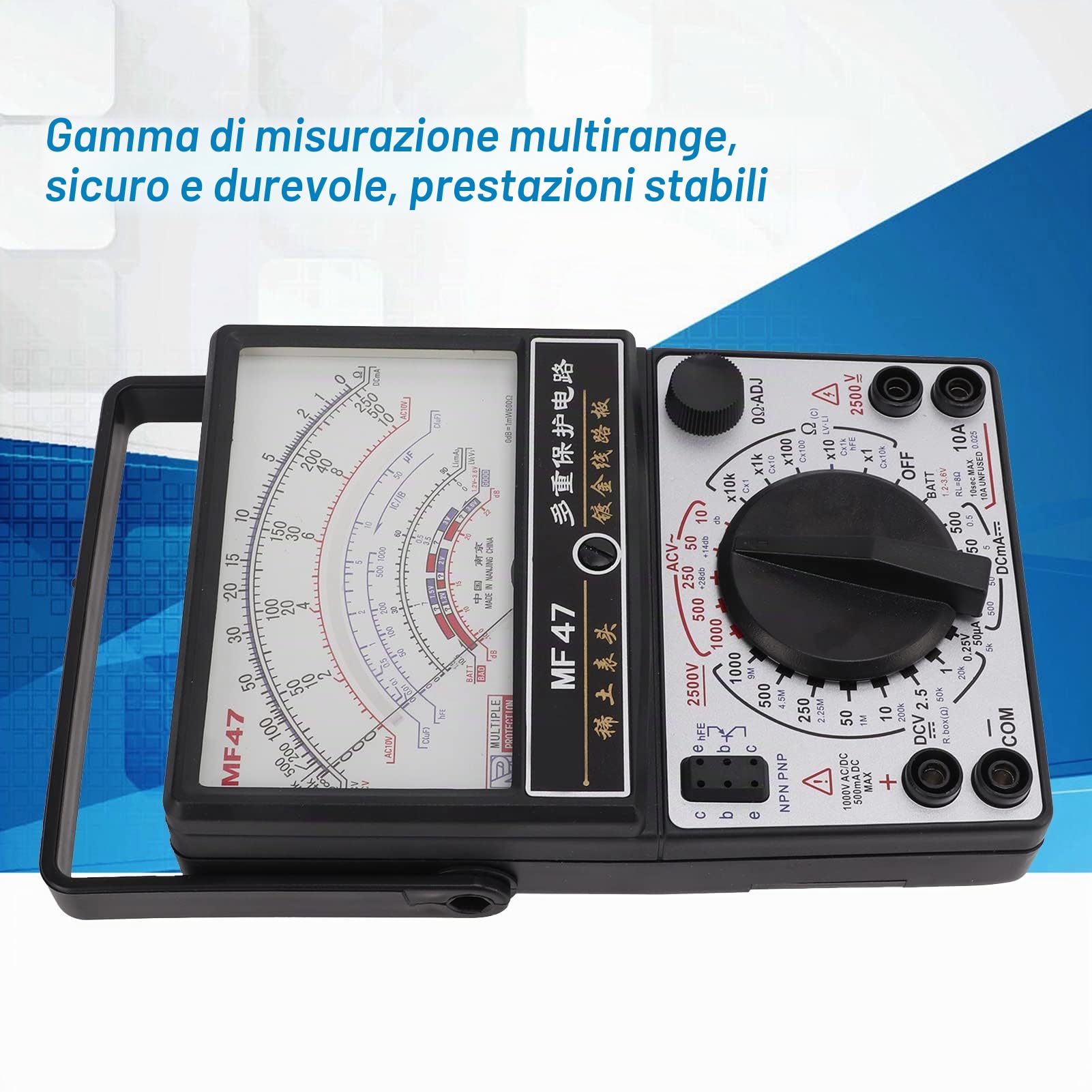 Multimetro Analogico MF47 Tipo Puntatore Magnetico Interno Voltmetro Analogico Misuratore di Resistenza Amperometro