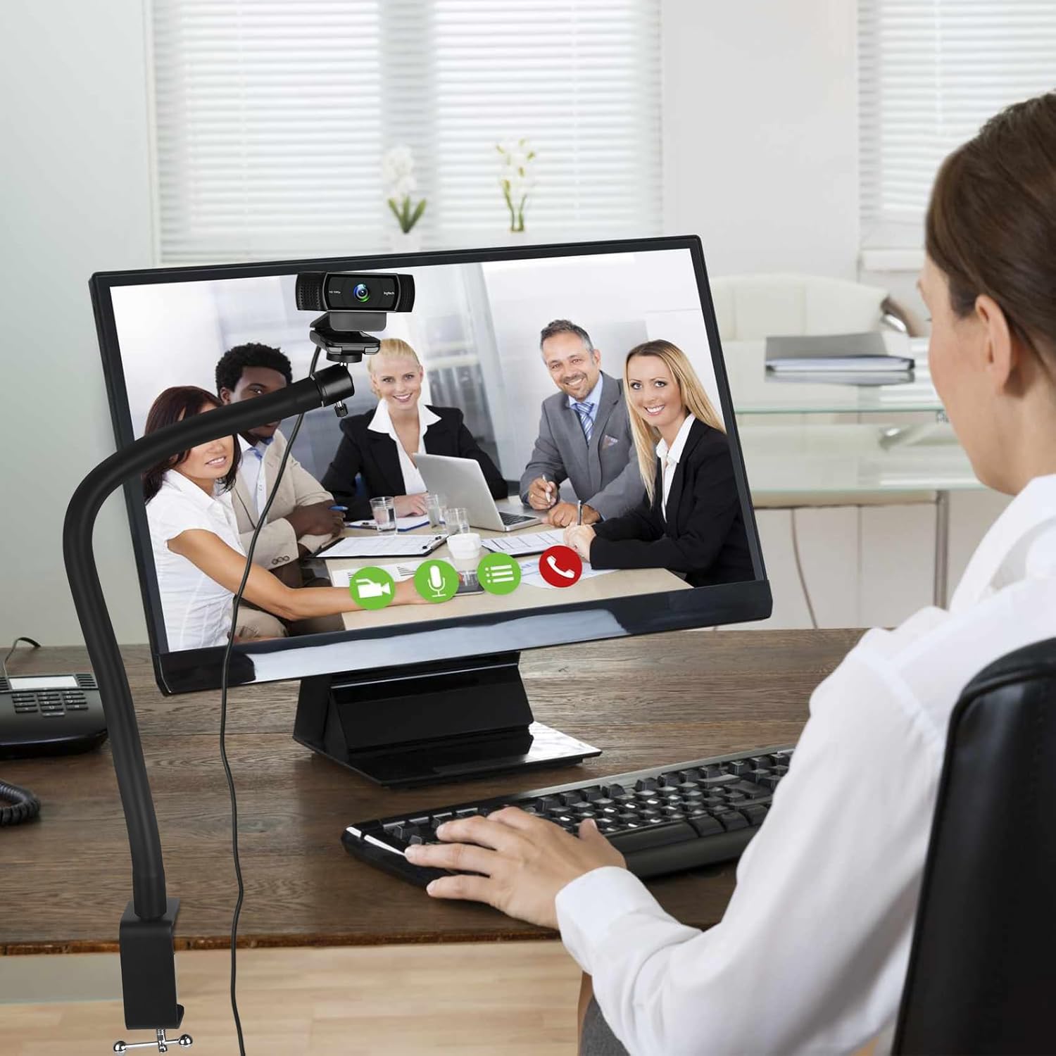 Webcam Stand for Desk,Camera Stand Desk Webcam Mount Clamp Clip,50cm Gooseneck Arm for Logitech Webcam C920/C920S/C920x/C922/C922x/C925e/C930/C930e/C615/C960/BRIO 4K/NexiGo N60/iPhone/Ring Light - Image 8