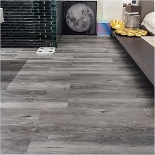 FlorExp Grey Peel and Stick Vinyl Flooring | Waterproof Self-Adhesive Tiles 2.0mm Thick 54 Sq Ft Easy DIY Kitchen Bathroom