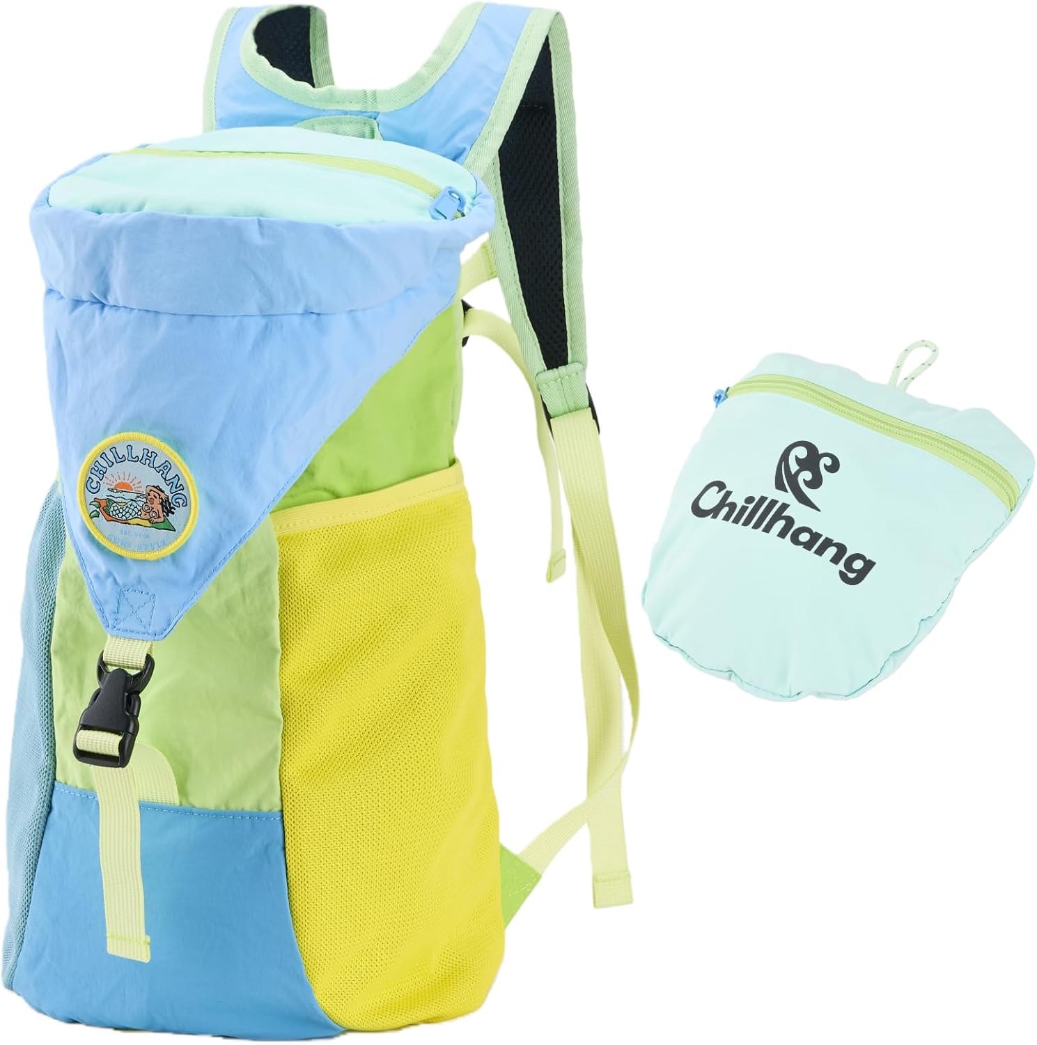 Packable 18L Hiking Daypack, Lightweight for Men/Women. Foldable, Water-Resistant, Small Backpack Color Block. (Blue)
