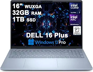 Dell 16 Plus Laptop with 16" Touchscreen, Intel Ultra 7 8-core, 32GB RAM, 1TB SSD, Wi-Fi 7, Thunderbolt, Windows 11 Pro