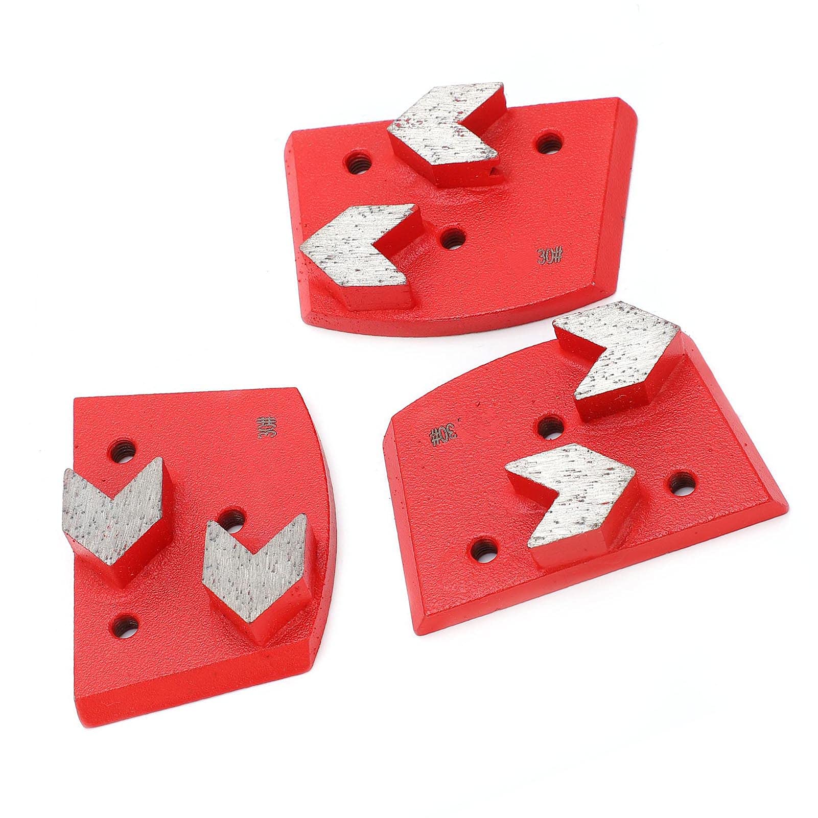 Disque de Meulage Diamant Trapézoïdal à 2 Dents, 3 Pièces Bloc de Meulage de Disque de Polissage de Sol pour la Coupe du Béton Accessoire de Meuleuse pour Sol de Meuleuse, Rouge