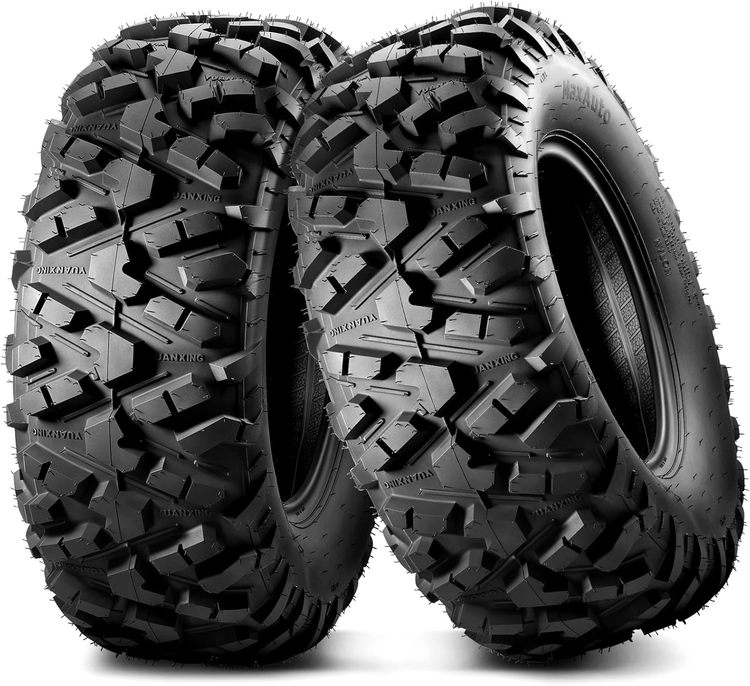 MaxAuto Set of 2 AT25x10-12 ATV UTV Mud Sand Tires,25x10x12 All-Terrain Off-Road Rear Tires,6 PR, Tubeless