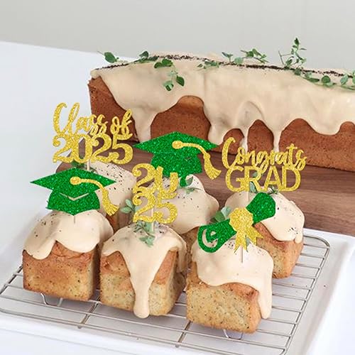 Miniatura 62 de Paquete de 24 adornos dorados para cupcakes de graduación 2025 con purpurina So Proud of You Done Diploma Graduation Cap Cupcake Picks Class of 2025