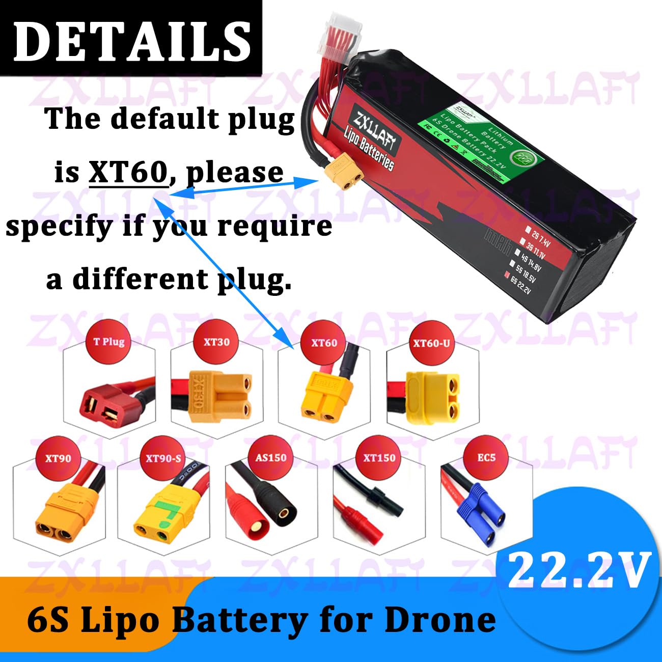 Batterie pour Drone 6S 22,2V Batterie au Lithium Piles Lipo Piles de Remplacement pour modèle d'avion, Buggy électrique, Alimentation Secours avec Panneau BMS