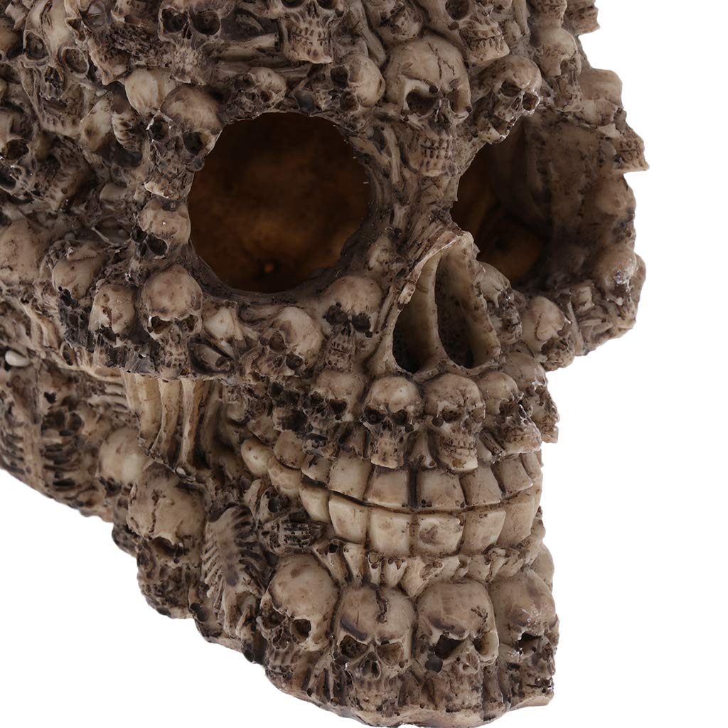 Fenteer Harz Totenkopf Versteck Höhle Terrarium Aquarium Deko für ien und kleine Fische, Typ 1