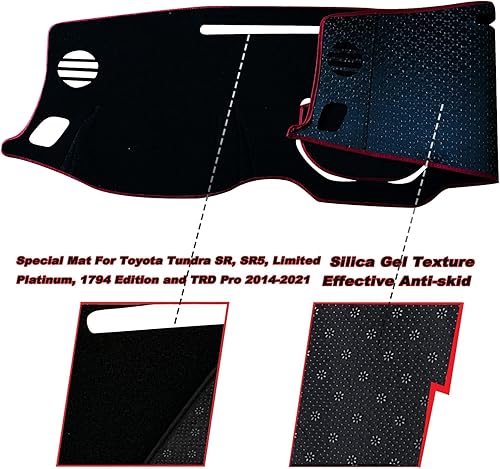 Miniatura 8 de Cubierta de tapete para salpicadero, consola central interior personalizada compatible con Toyota Tundra 2014, 2015, 2016, 2017, 2018, 2019, 2020