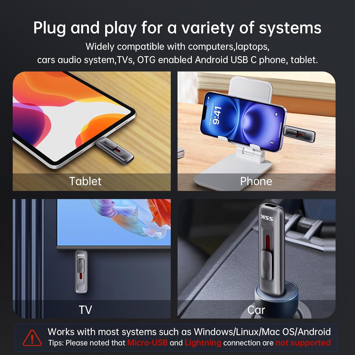 SSK SSD 2TB External Hard Drive,Fast Solid State Thumb-Drive up to 560 MB/s Read Speed Memory Stick with Sliding Dual USB 3.2 Gen 2 FlashDrive USB-C+A for iPhone 15/16/17/Android/Windows/Tablet/TV - Image 7