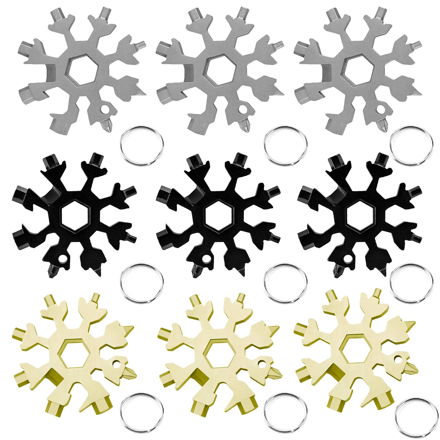 9-tlg. Schneeflocken-Multitool Aus Edelstahl – 18-in-1 Mit Schraubendrehern, Flaschenöffner & Schlüsseln, Cooles Männergeschenk