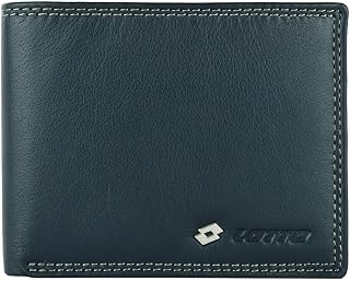 Lotto Men's Genuine Leather Wallet, Roomy with Gift Wrapping, Slim Blue, Slim Blue
