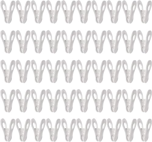 Miniatura 7 de Yopay Paquete de 50 clips para colgar perchas, colgador de plástico multiusos, pantalones de ropa fáciles de enganchar, clips fuertes para el hogar,