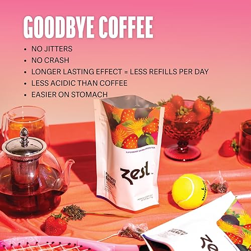 Miniatura 15 de Zest Tea - Té caliente premium de energía, mezcla de alta cafeína natural y saludable sustituto del café negro tradicional, 150 mg de cafeína por