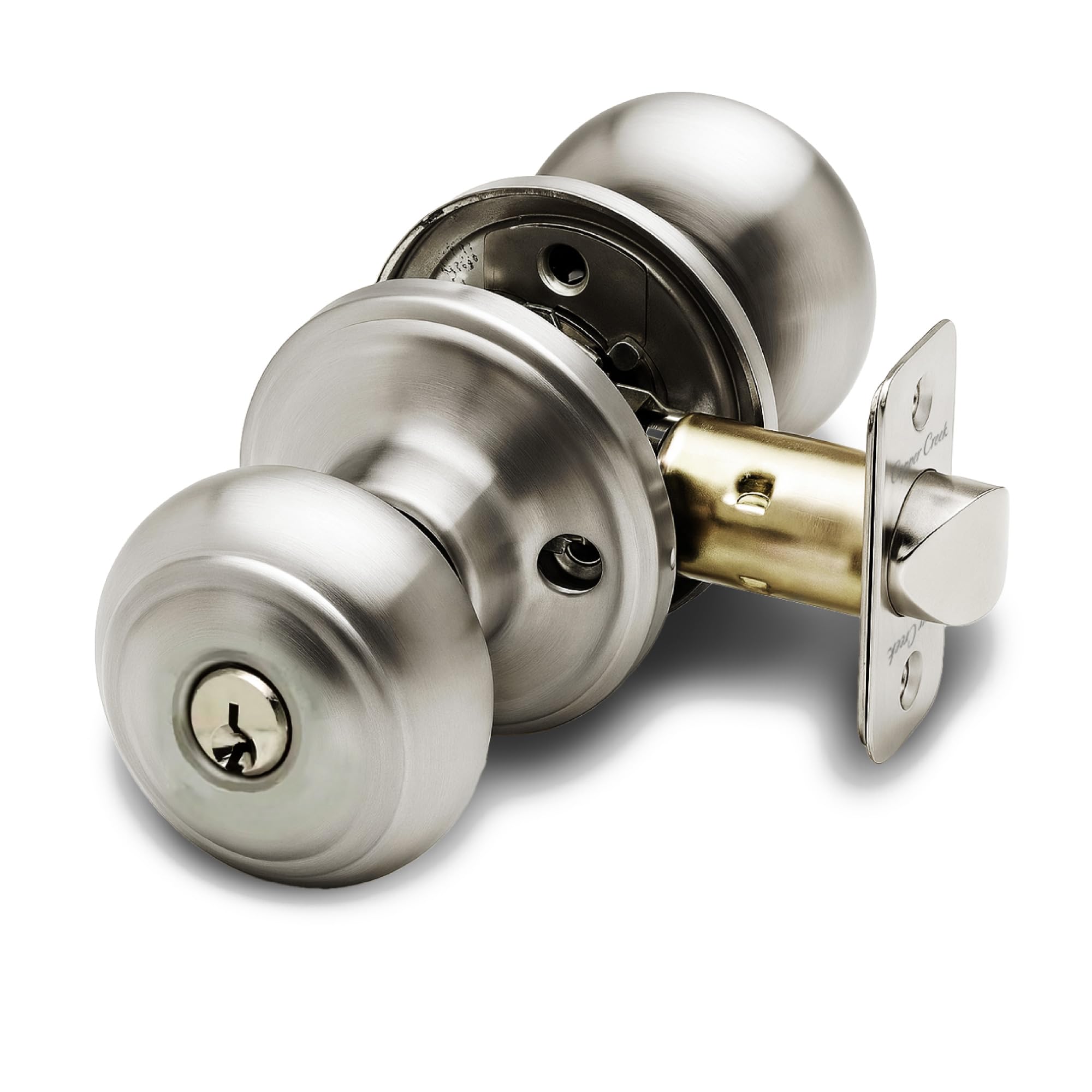 Copper Creek CK2040PS Colonial Door Knob, Keyed Entry Function, 1 Pack, Polished Stainless
