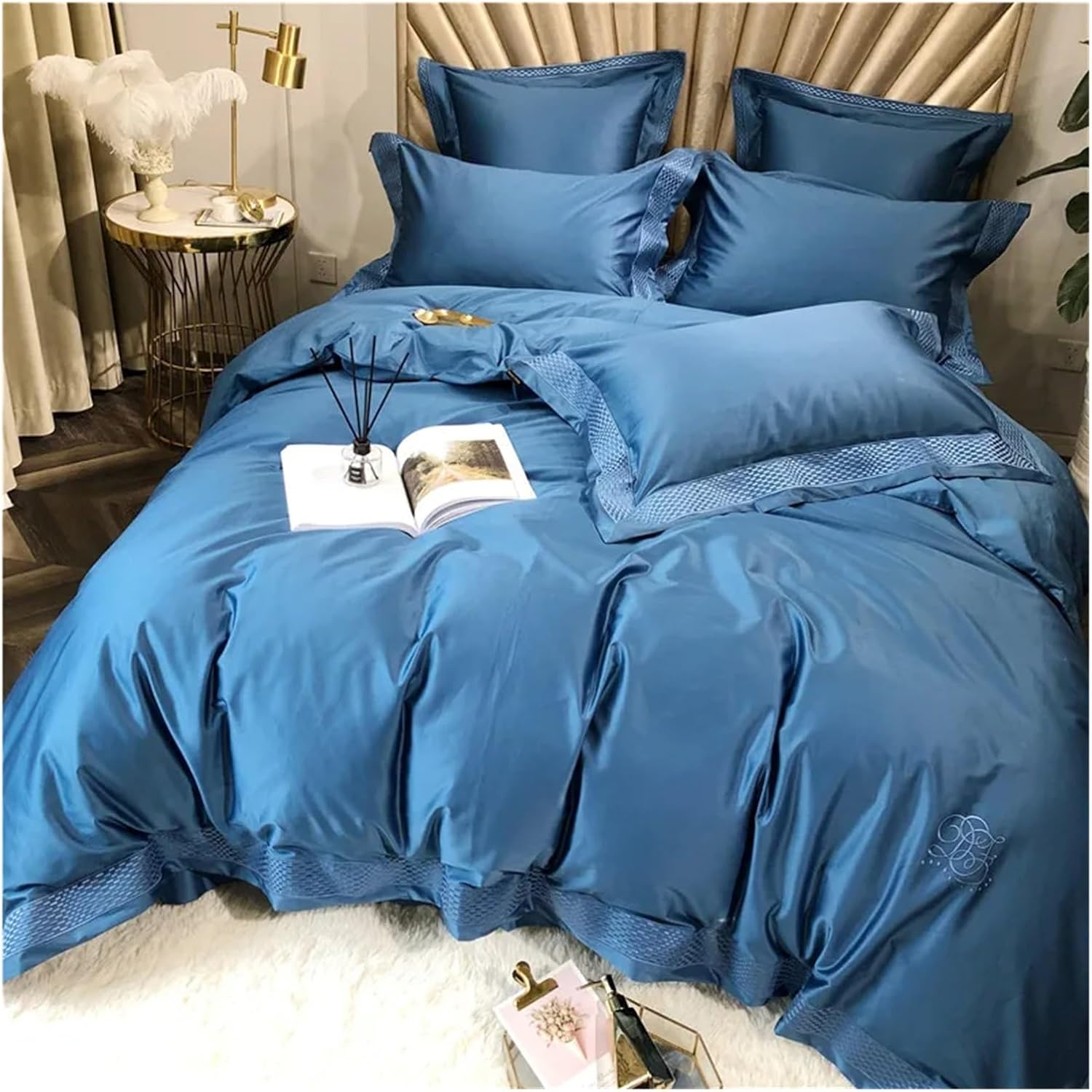 4pcs Luxury 1000TC Egyptian Cotton Queen King Bedding Set Bed Cover Bedsheet Duvet Cover Embroidery Bed Set,Bed
