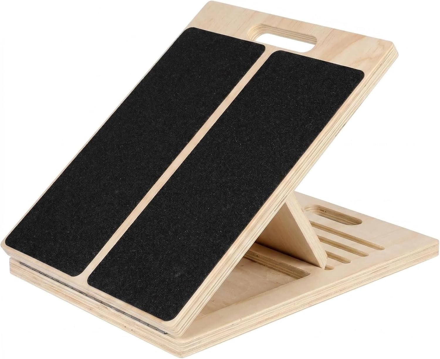 Adjustable Wooden Slant Board for Calf Stretching, 5-Angle Foldable Incline Board for Squats, Yoga and Physical Therapy, Non-Slip Surface, Home Gym Office Fitness Equipment