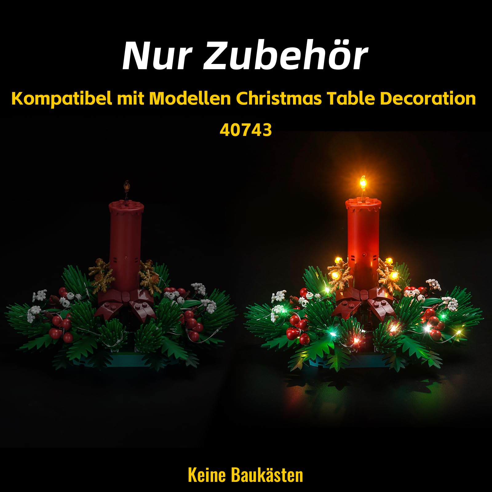 Set di luci a LED compatibile con Lego Christmas Table Decoration (nessun modello), set di illuminazione decorativa compatibile con 40743 Christmas Table Decoration giocattolo creativo