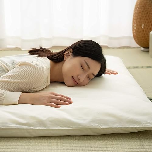 Miniatura 2 de EMOOR Colchón de futón japonés CLASSE y sábana bajera ajustable PRESSO Twin fabricado en Japón, algodón (blanco) plegable cama para dormir tatami