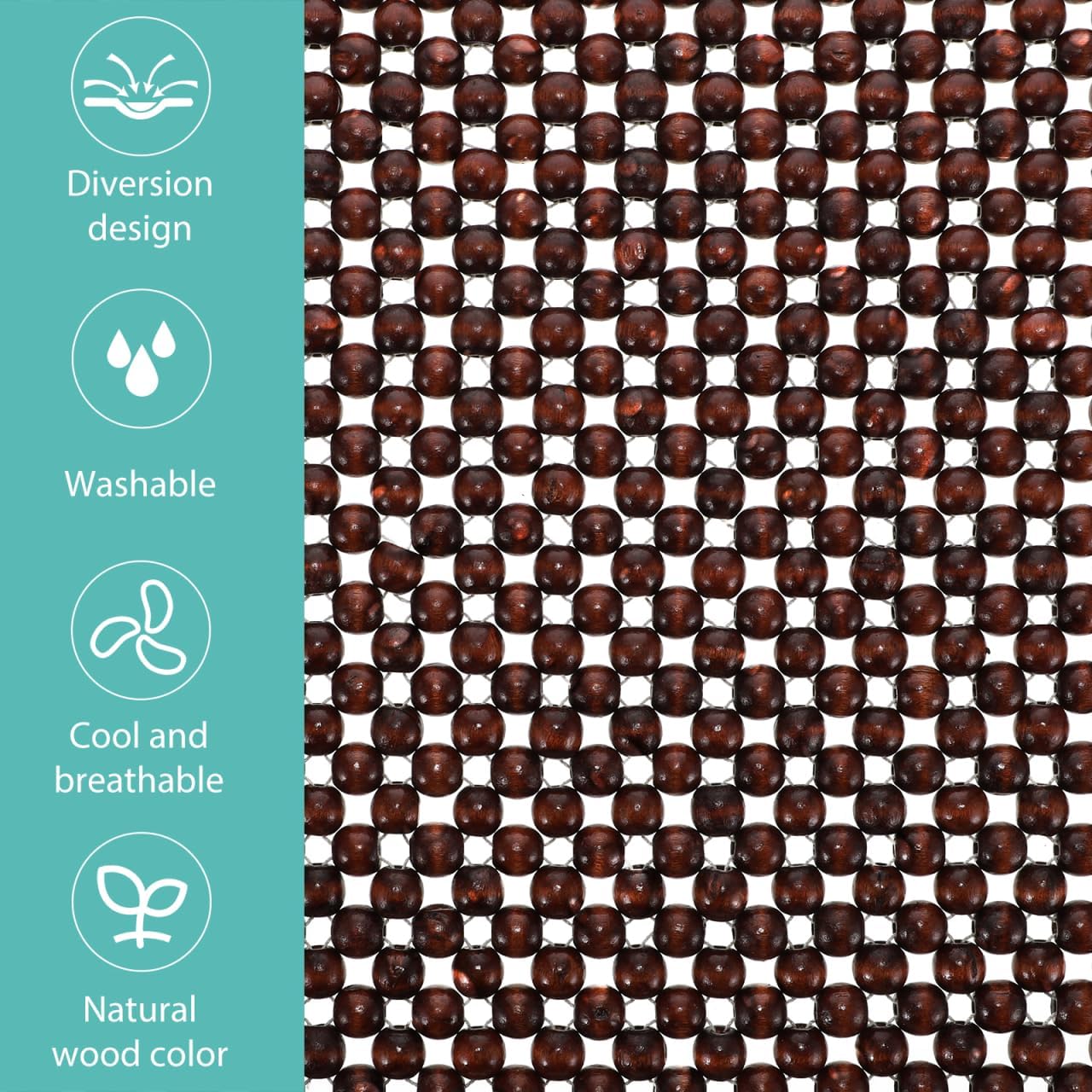 Wooden Beads Car Seat Cushion Breathable Beaded Seat Pad for Driving Comfort Easy Install Car Interior Accessory Natural Wood Beads 17.12 X 17.12 X 0.78 in image 4
