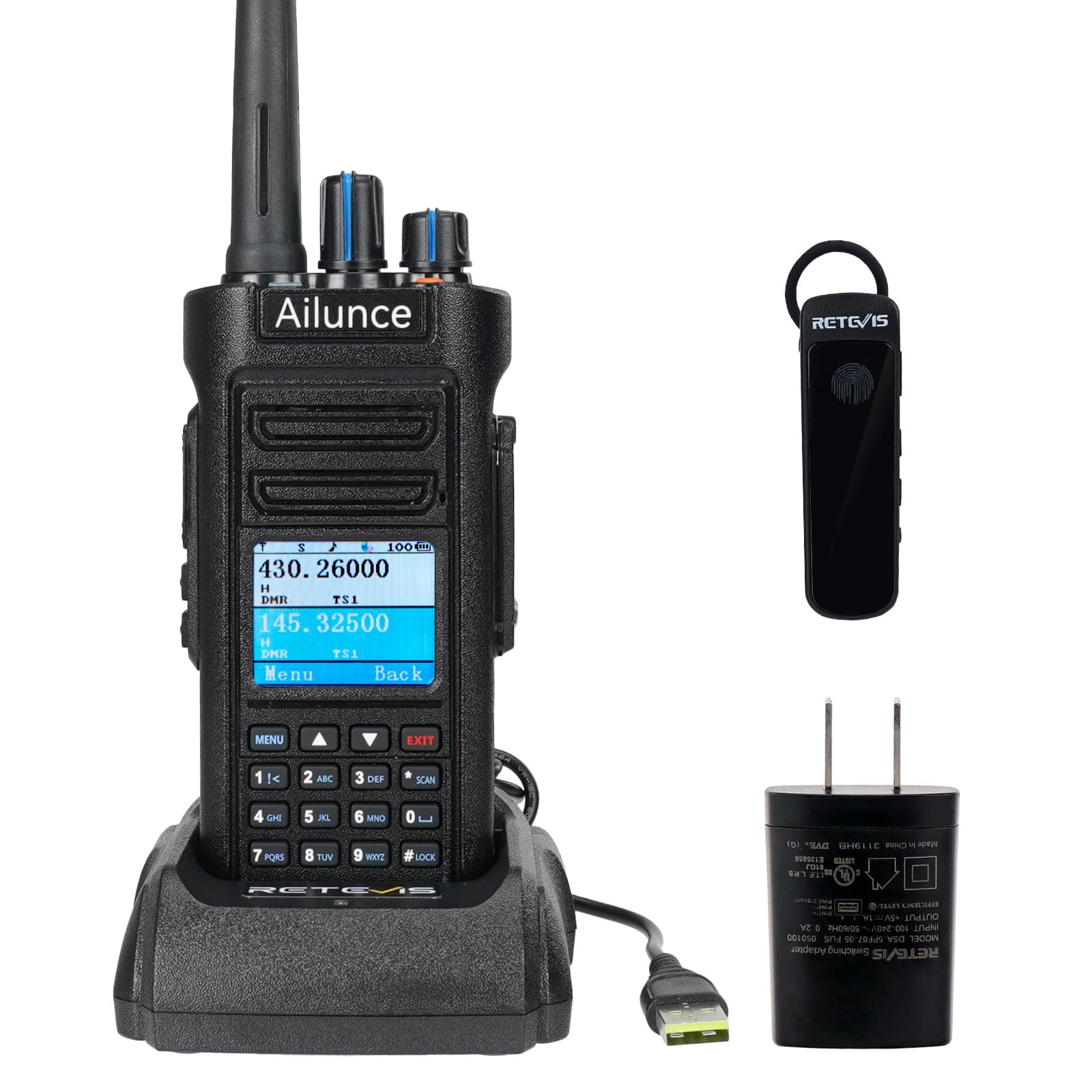 Retevis Ailunce HD2 DMR Radio,HD1 New Version,Dual Band Handheld Ham Radio with GPS,Bluetooth,IP67 Waterproof,AES256,3200mAh,USB-C,NOAA,500K Contacts,Digital 2 Way Radio Long Range for Emergency
