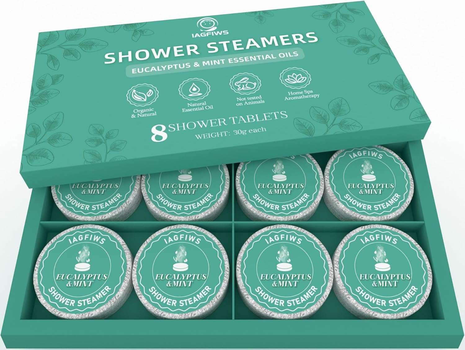 Shower Steamers Aromatherapy, Basket Set for Mothers Day Gifts for Mom, 8-Pack Shower Bombs Eucalyptus & Mint Essential Oil, Relaxation & Self Care Teacher Appreciation Gifts for Women & Men Wife Set