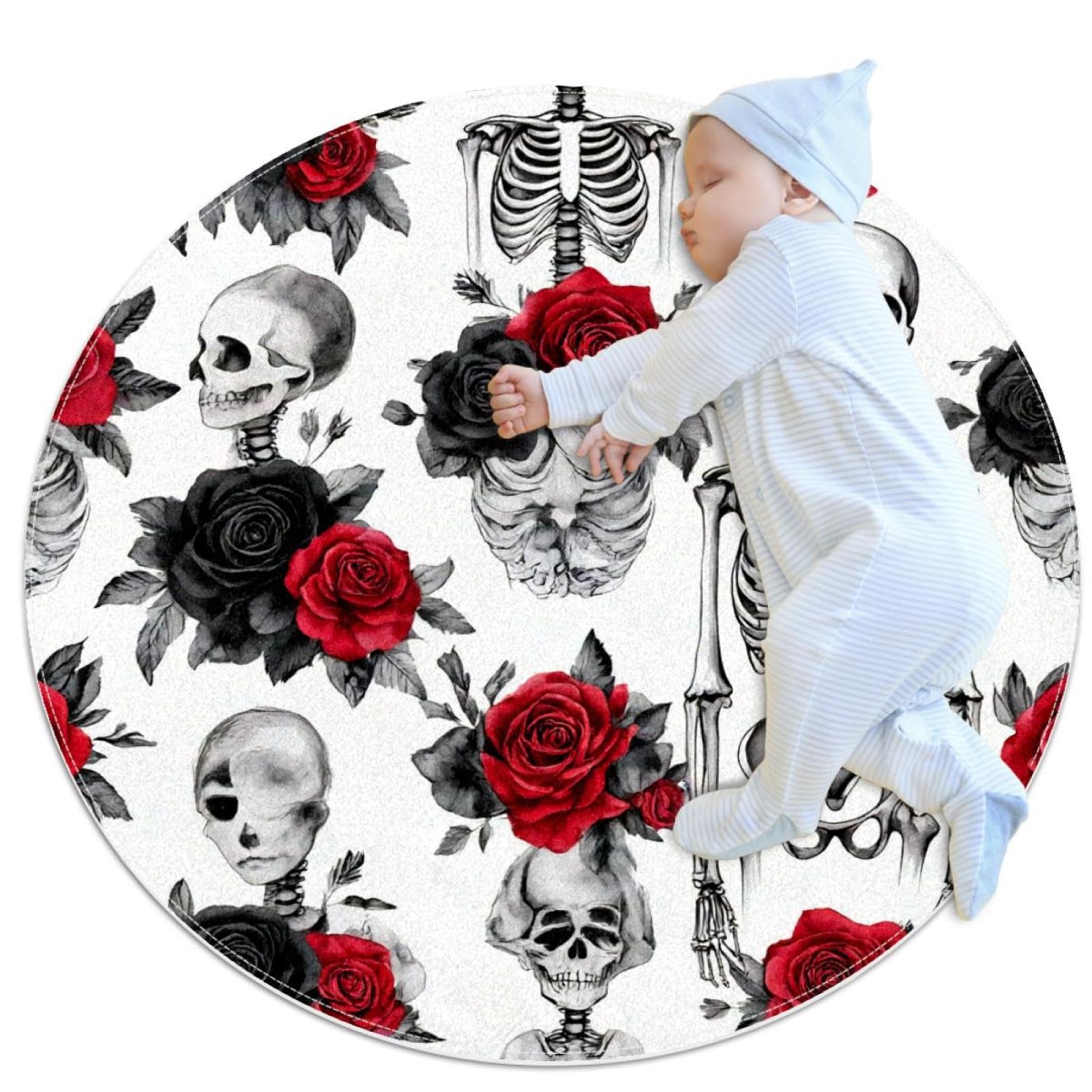 Tapis de salle de bain antidérapant rond motif gothique