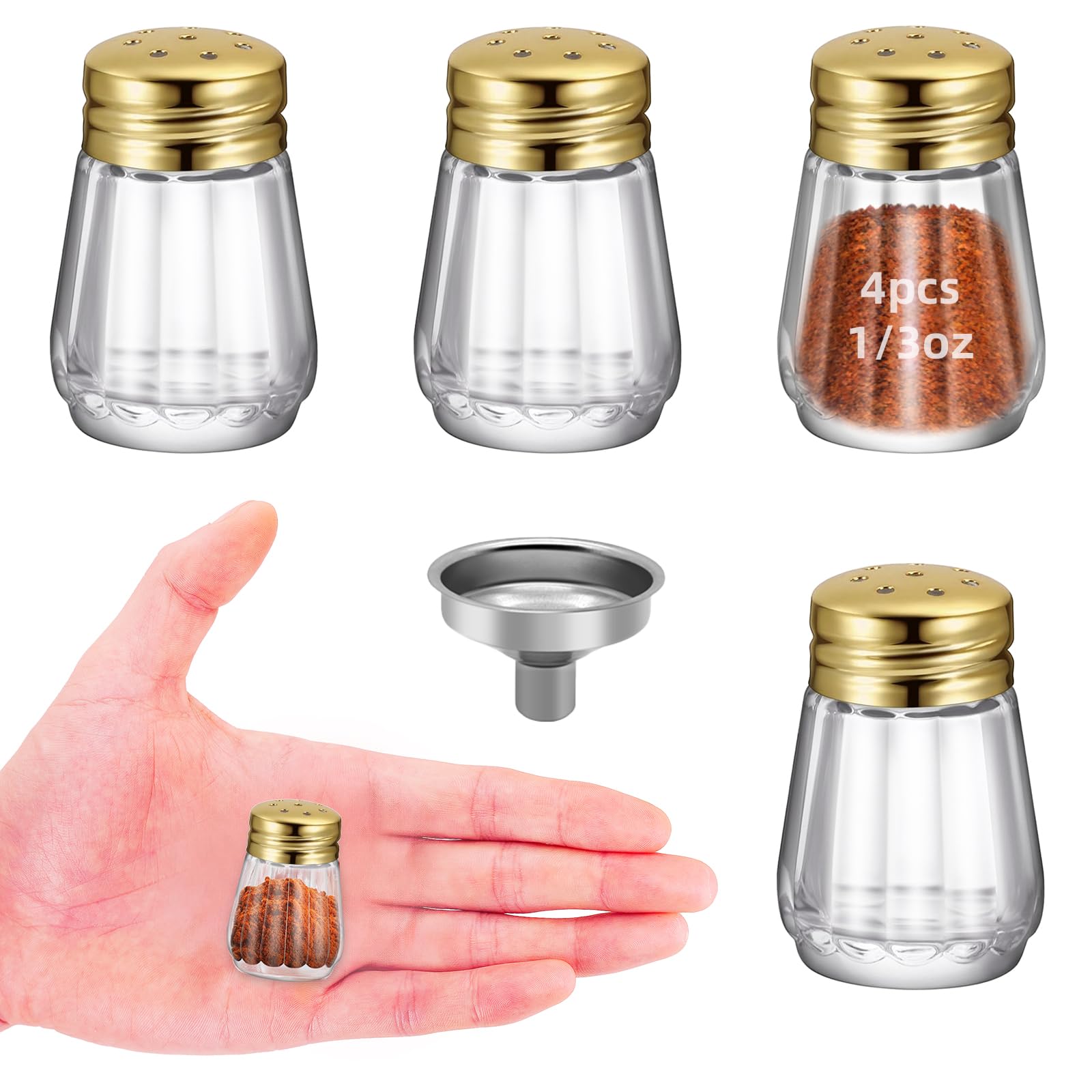 Mini Gold Salt & Pepper Shakers - 4 Pack -1