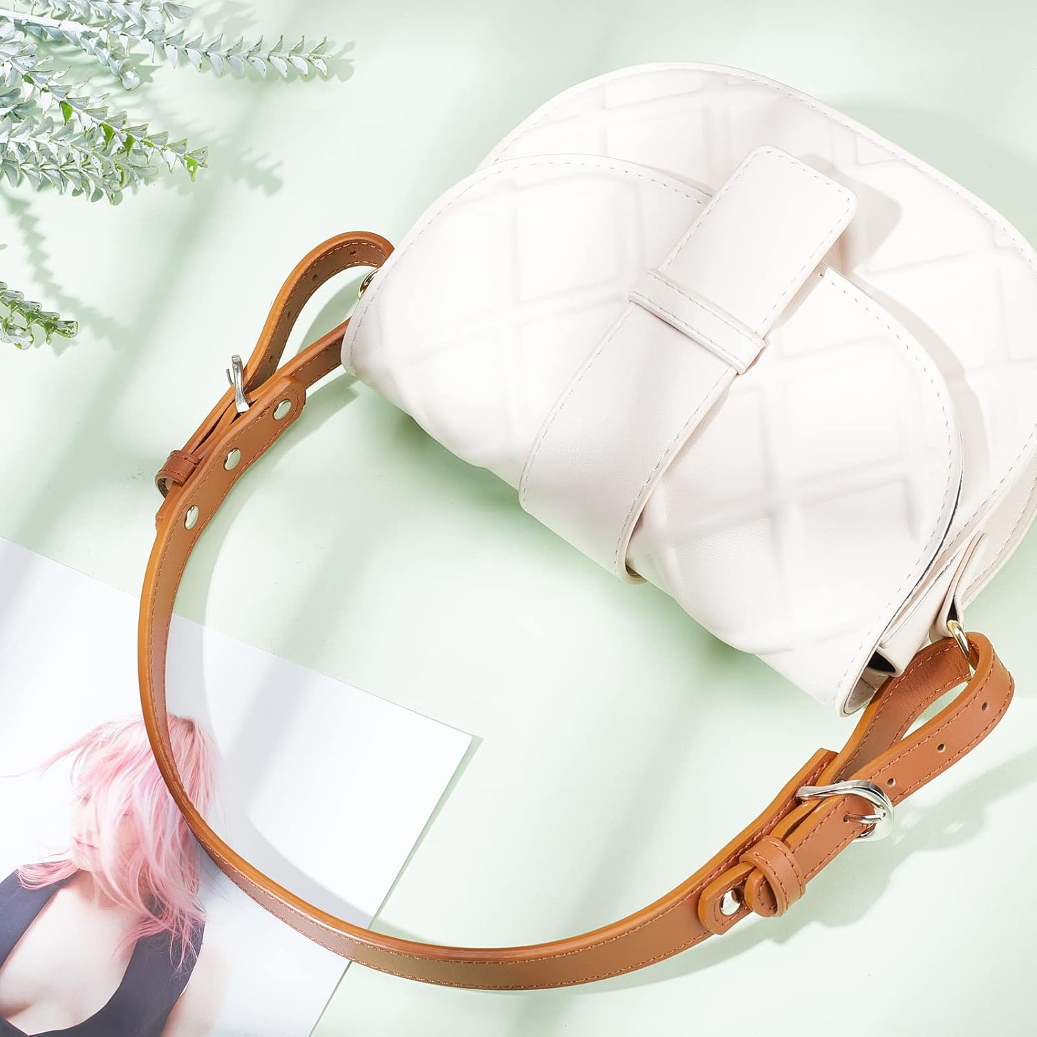 WADORN Leather Purse Strap Replacement, 17.9 Inch Adjustable Handbag Handles Strap Cowhide Leather Bag Handles DIY Bag Purse Making Accessories for Satchel Tote Crossbody Bag, Brown - Image 5