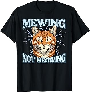 Orange Cat Mewing Not Meowing Funny Meme Men Women Kids T-Shirt