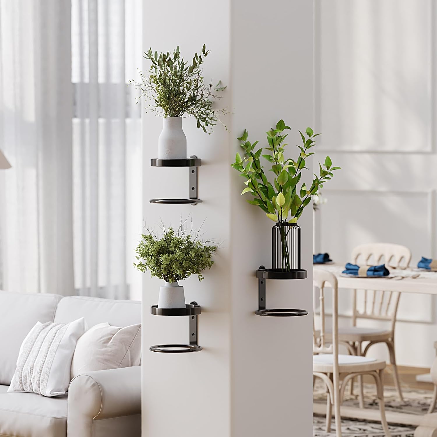 3 Pack Metal Wall Plant Holder,Black