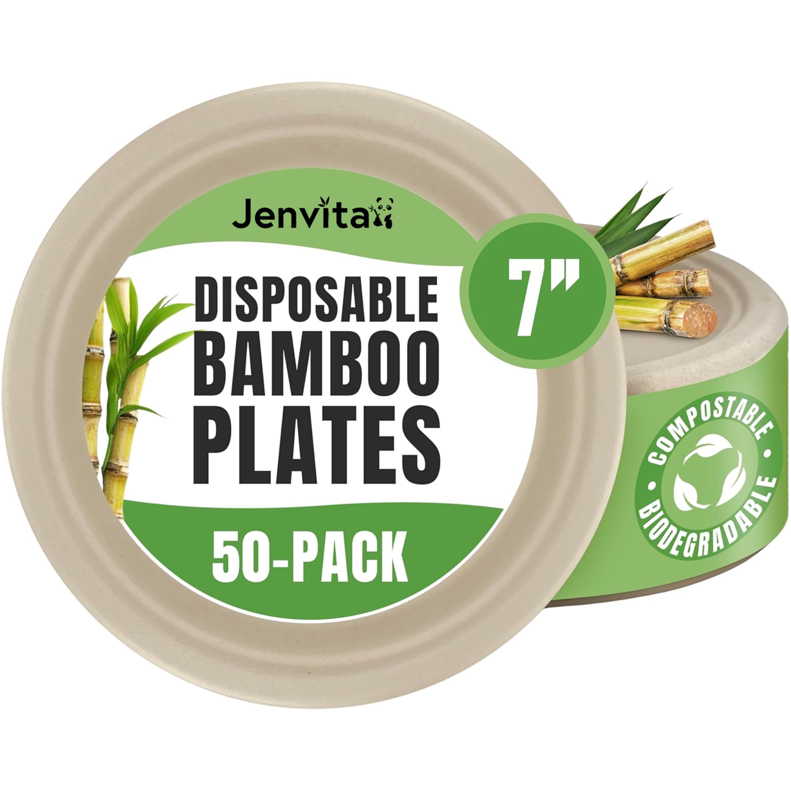 Amazon.com: Jenvita Bamboo Biodegradable Plates (50-Pack, 7-inch
