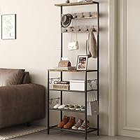 Vista 1 de HOMEFORT Coat Rack with Shoe Storage, 5-Tier Shoe and Coat Rack with 9 Clothes Hooks, Freestanding Hall Tree Organizer for Entryway, Bedroom, Rustic