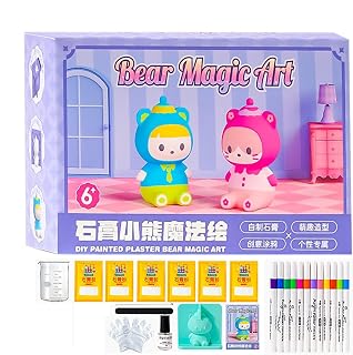Juguetes de pintura de yeso, pintura de oso de yeso, kit de manualidades para pintura de oso | Kids Arts and Crafts con color, proyecto de actividad creativa, divertidos juguetes de graffiti