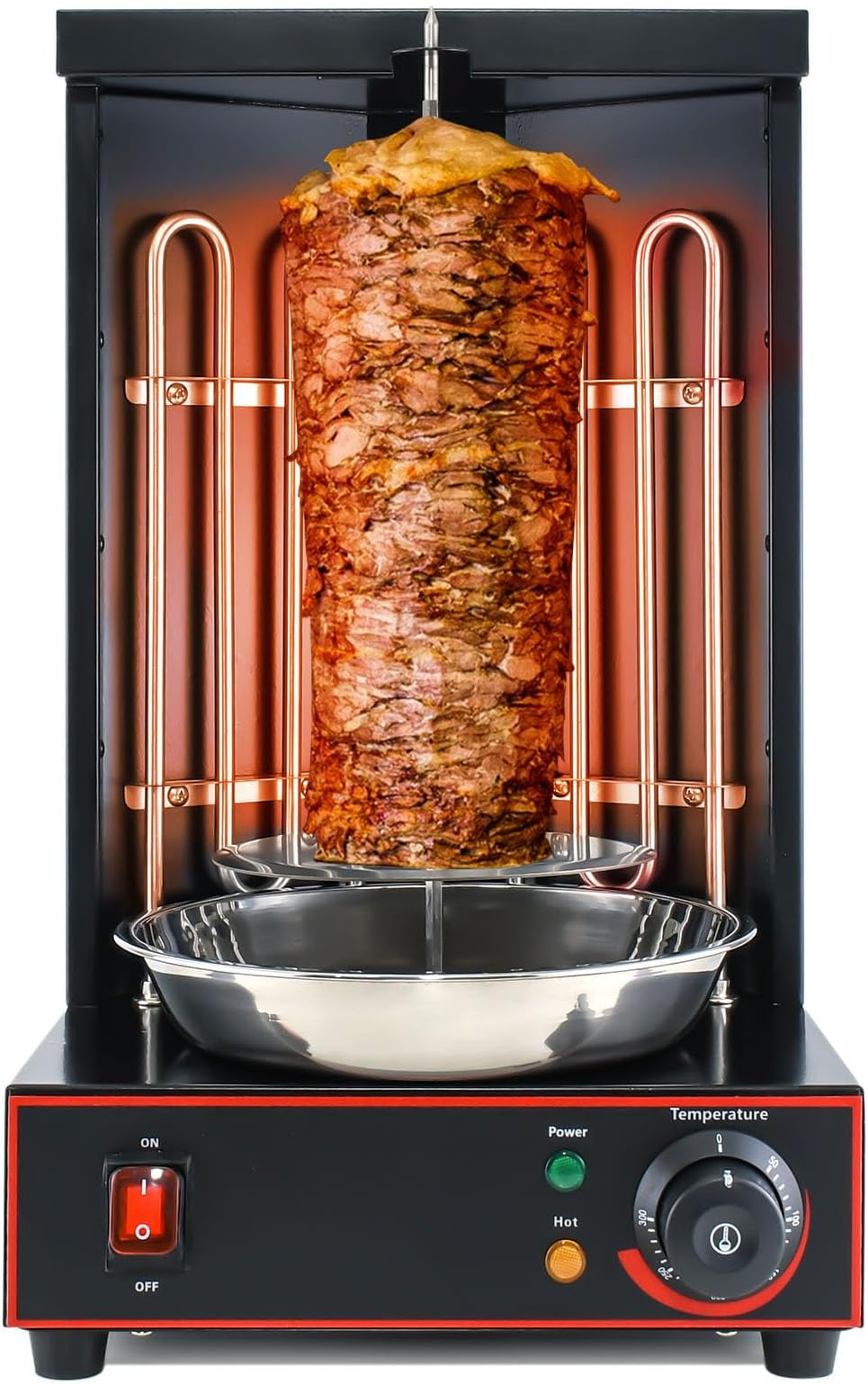 Electric Vertical Rotisserie Shawarma Broiler Kebab Grill Machine Al Pastor Rotating Grill with Temperature Chime,(Patented Product)