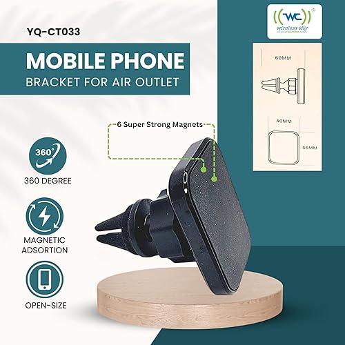Miniatura 4 de Wireless City Soporte magnético para coche con imán súper fuerte para teléfono celular, rotación 360 universal AC Vent montaje de coche se adapta a