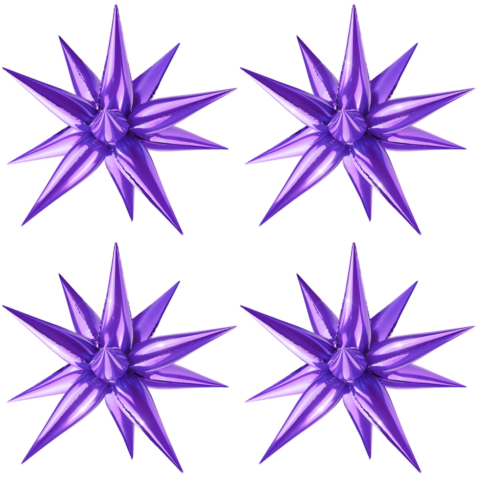 Moukiween12 Point Star Balloons-50 Pcs Purple Explosion Star Foil Balloons,Starburst Cone Mylar Balloons Spike Balloons for Party Supplies Christmas Birthday Wedding Baby Shower Photo Booth