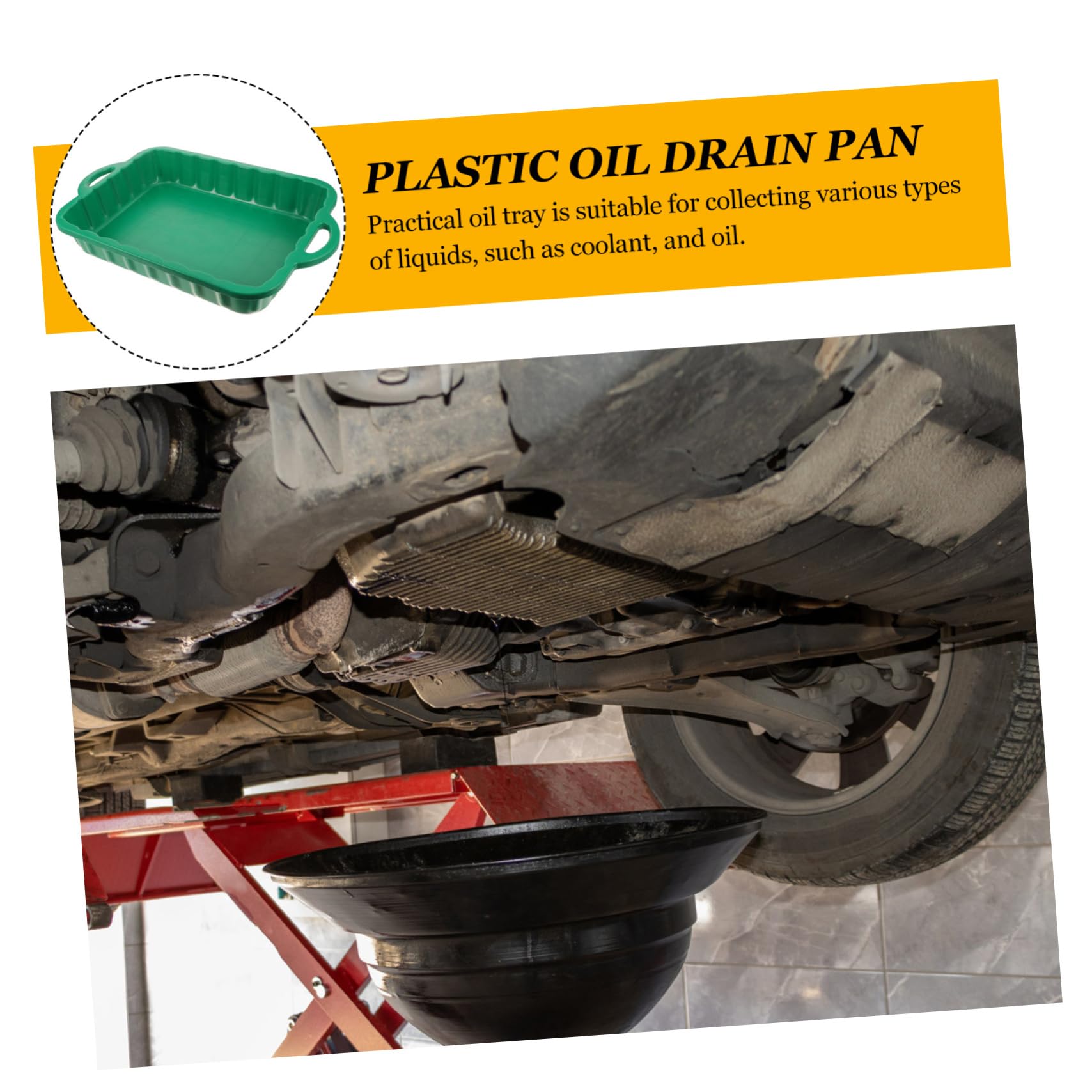 Bac de Vidange D'huile Moteur Vert en Plastique Épais pour Réparation Auto
